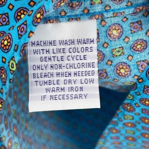 Alan Flusser Blue Cotton Long Sleeve Casual Button-Up Shirt Size Medium - Picture 6 of 8